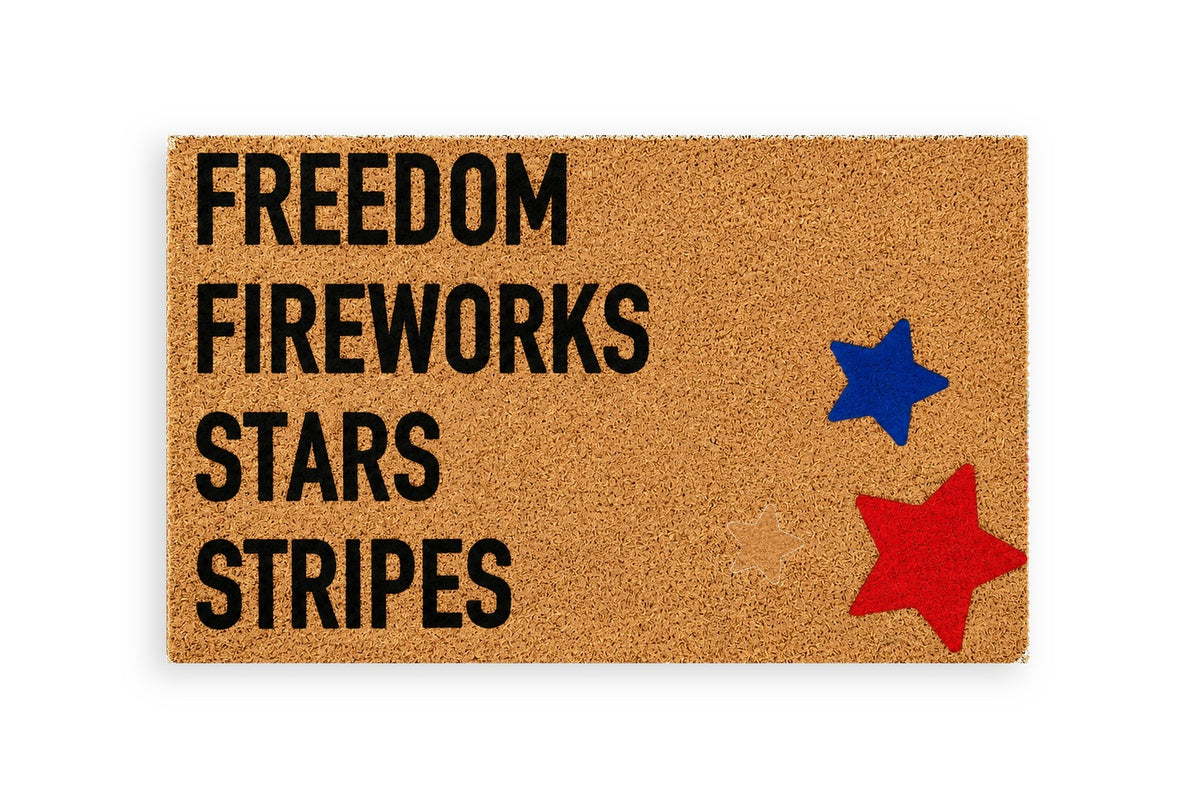 FREEDOM, FIREWORKS, STARS, STRIPES
